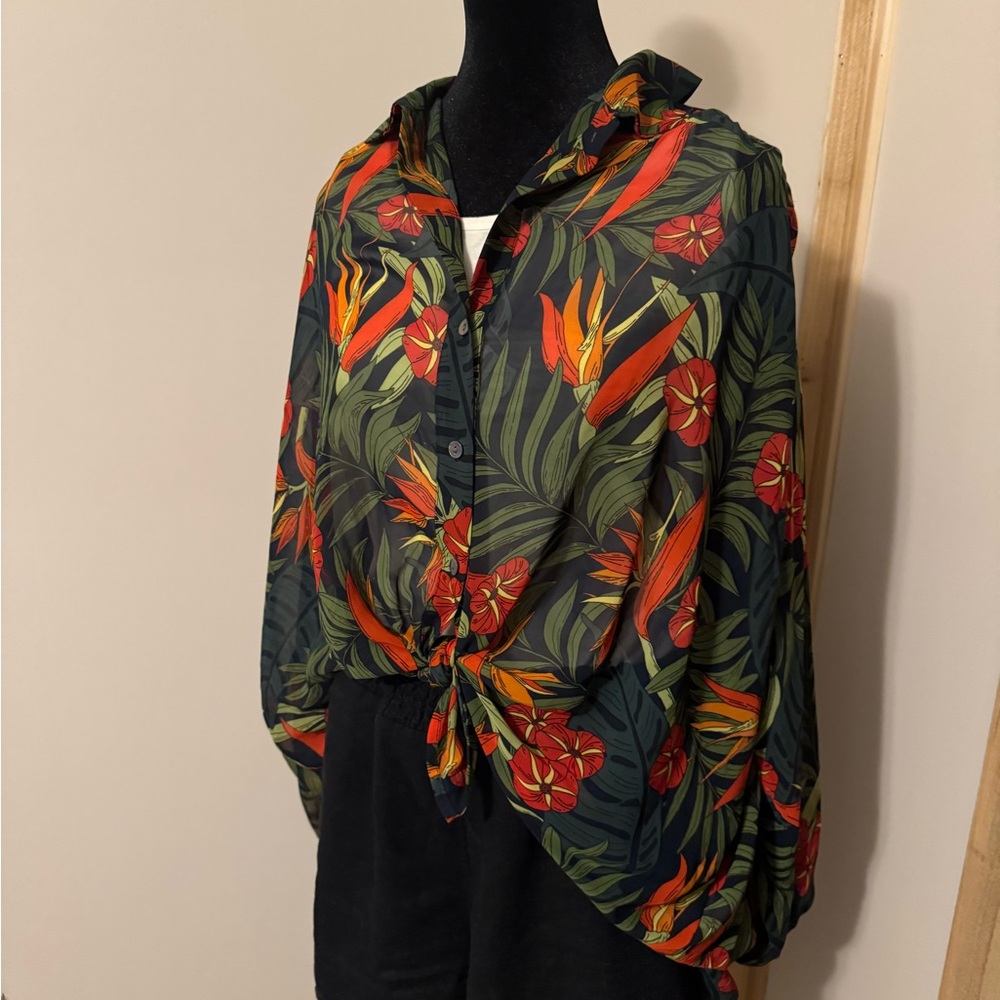 Molly Bracken Tropical Chiffon button down  - Multicolor